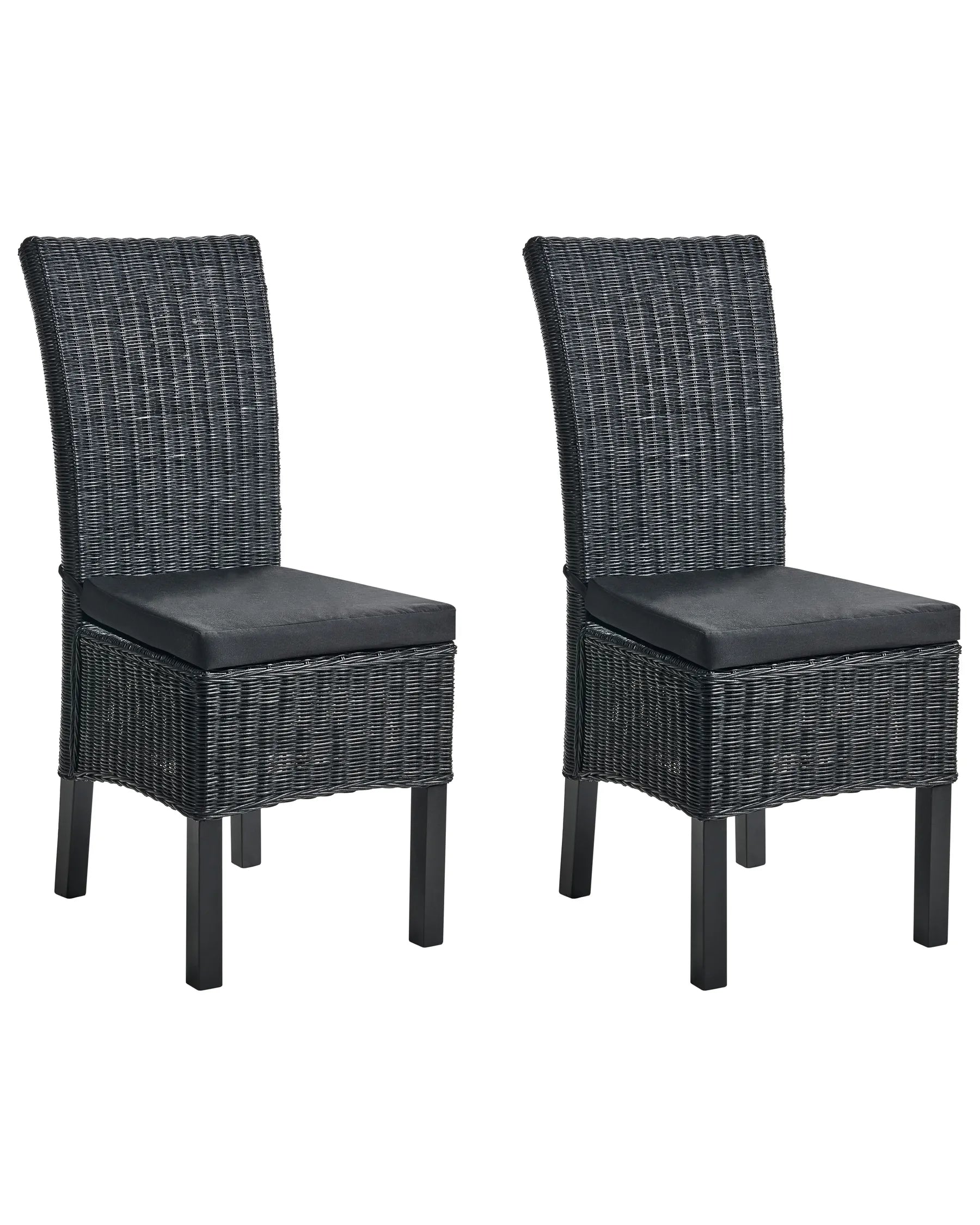 Set of 2 Dining Chairs ANDES Rattan Black