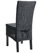 Set of 2 Dining Chairs ANDES Rattan Black