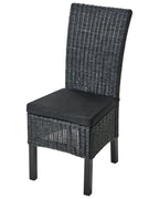 Set of 2 Dining Chairs ANDES Rattan Black