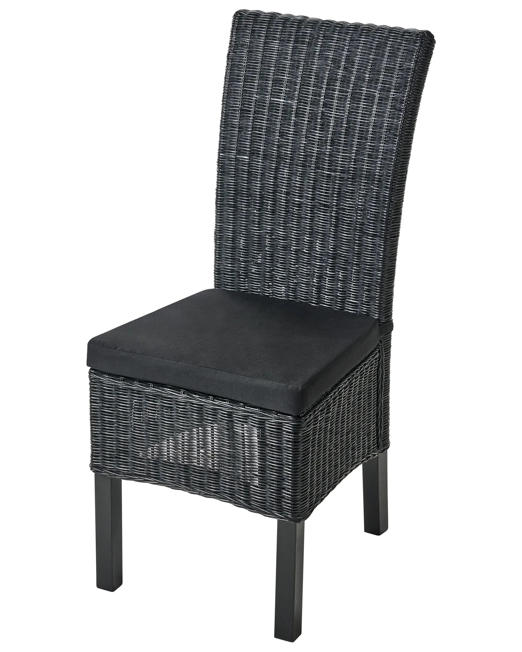 Set of 2 Dining Chairs ANDES Rattan Black