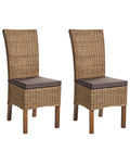 Set of 2 Dining Chairs ANDES Rattan Brown
