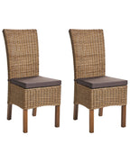 Set of 2 Dining Chairs ANDES Rattan Brown