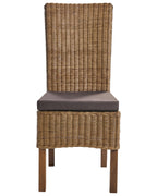 Set of 2 Dining Chairs ANDES Rattan Brown