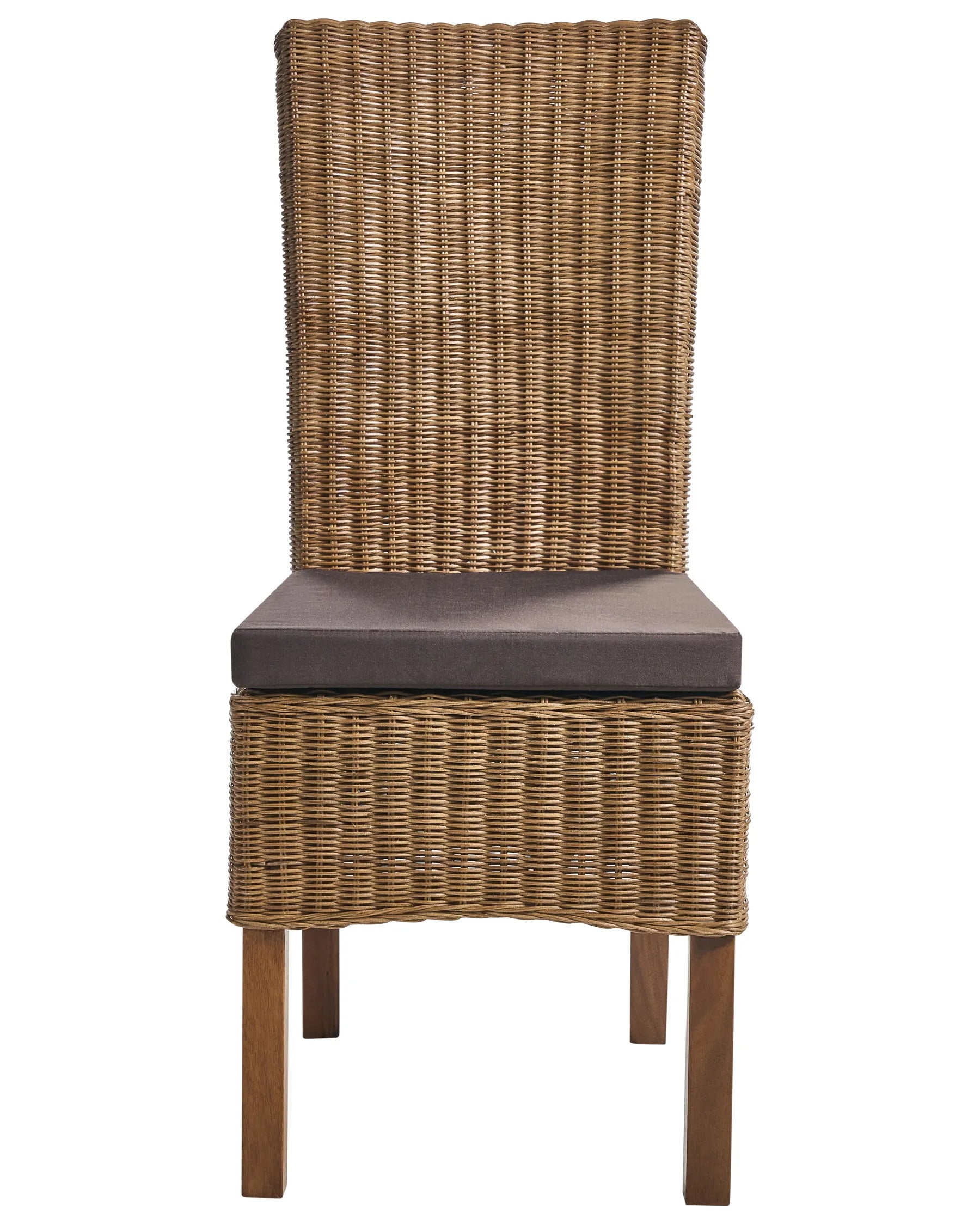 Set of 2 Dining Chairs ANDES Rattan Brown