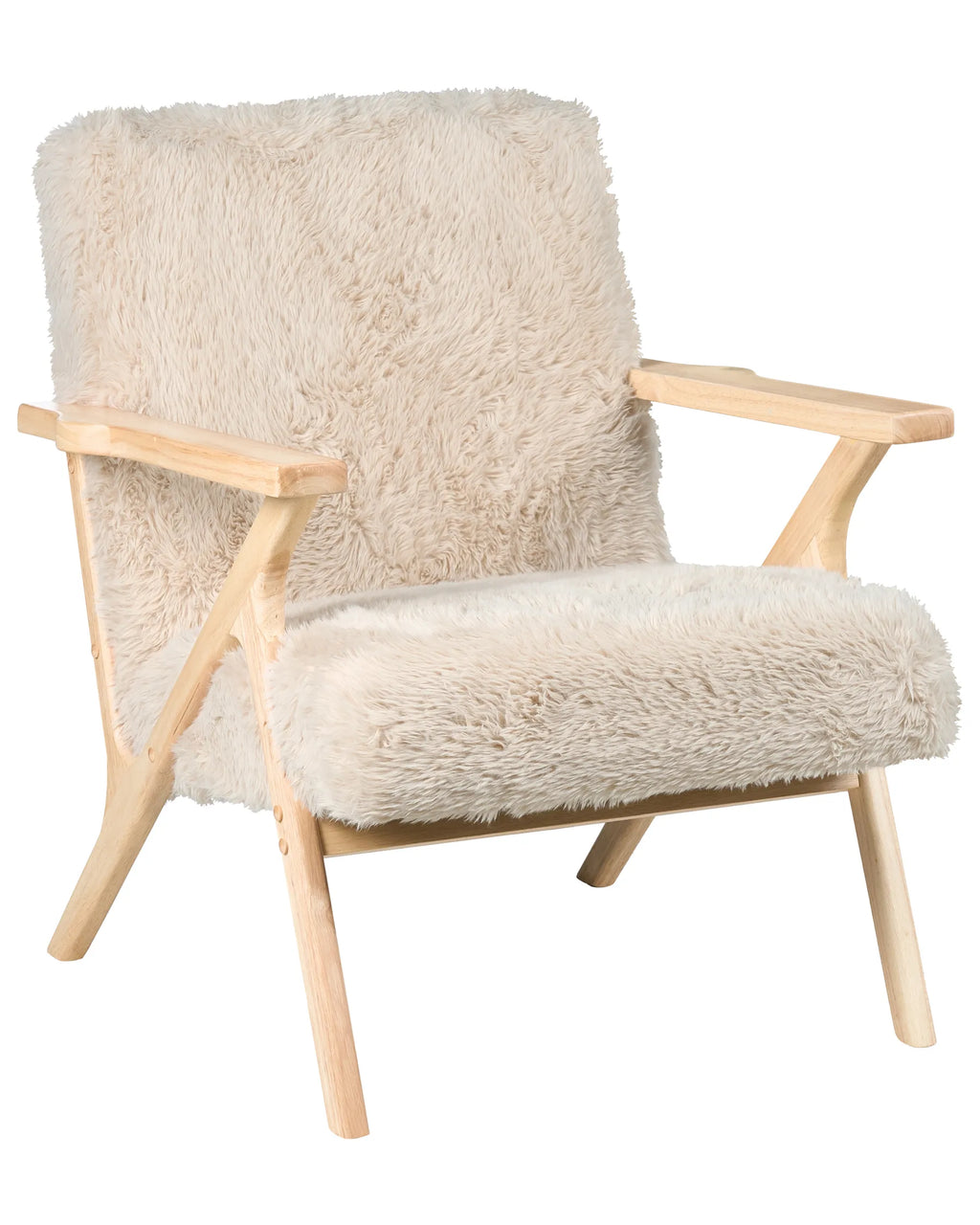 Armchair KISA Faux Fur Light Beige