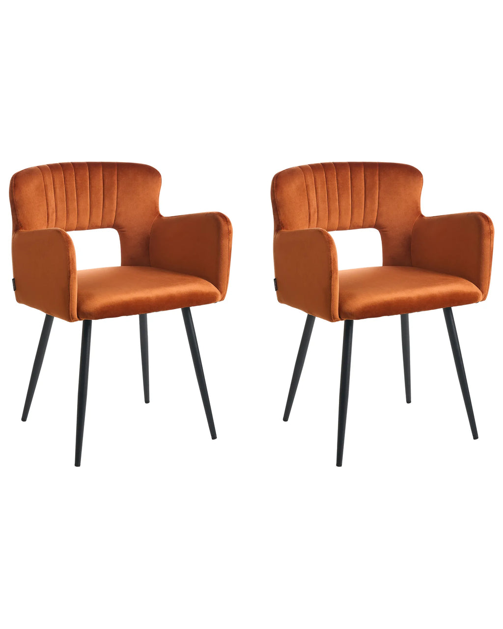 Set of 2 Dining Chairs SANILAC Velvet Orange