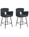 Set of 2 Bar Chairs SANILAC Velvet Black