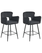 Set of 2 Bar Chairs SANILAC Velvet Black