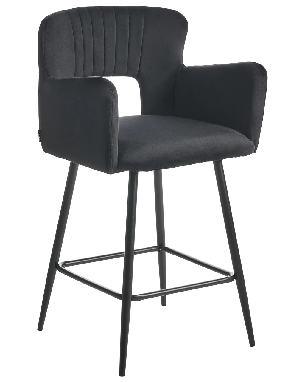Set of 2 Bar Chairs SANILAC Velvet Black