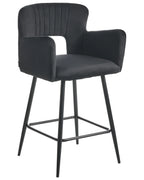 Set of 2 Bar Chairs SANILAC Velvet Black