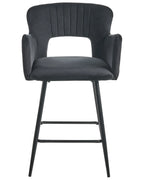 Set of 2 Bar Chairs SANILAC Velvet Black