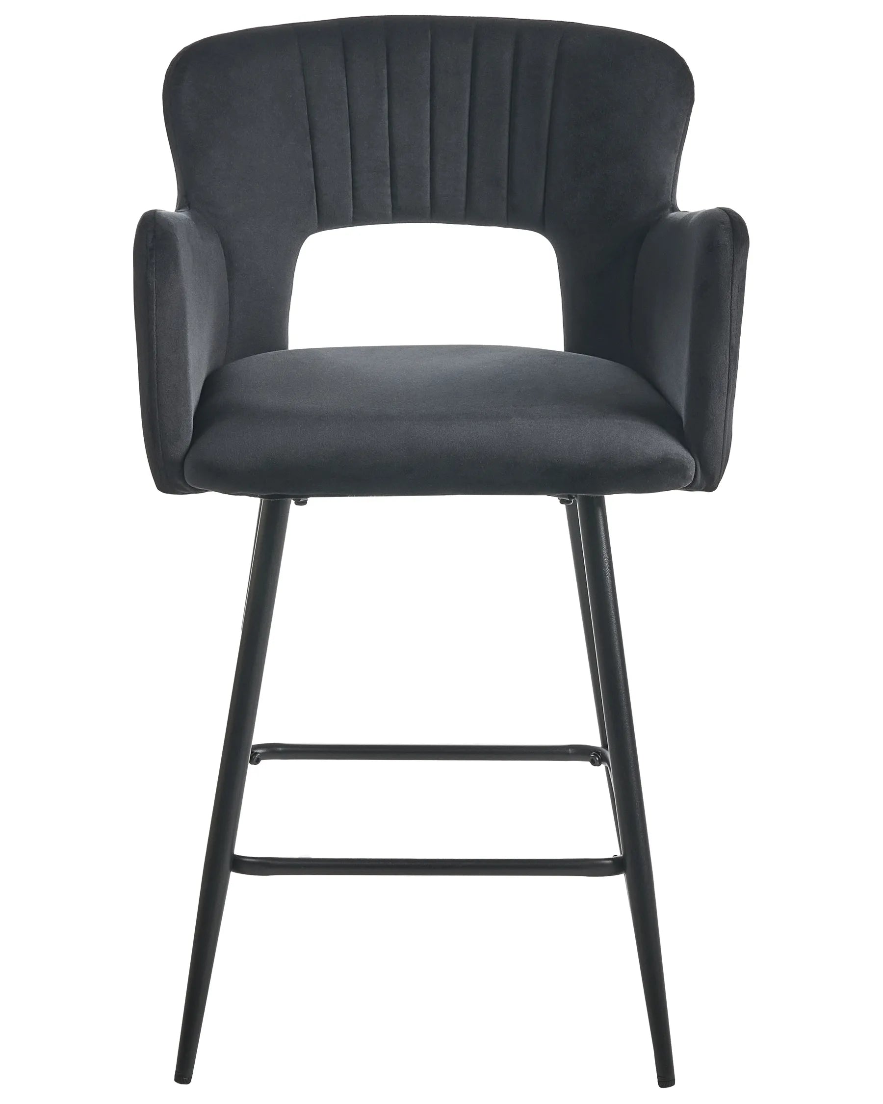 Set of 2 Bar Chairs SANILAC Velvet Black
