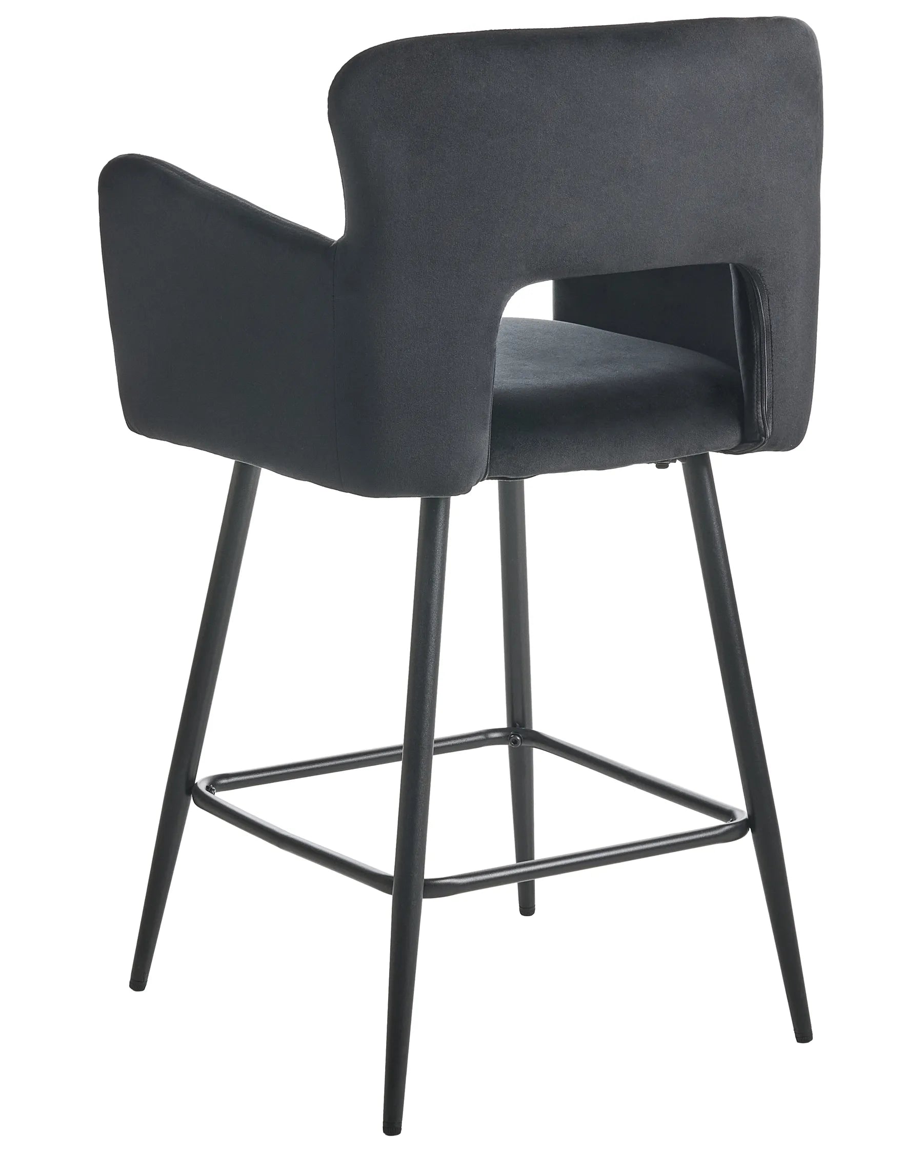 Set of 2 Bar Chairs SANILAC Velvet Black