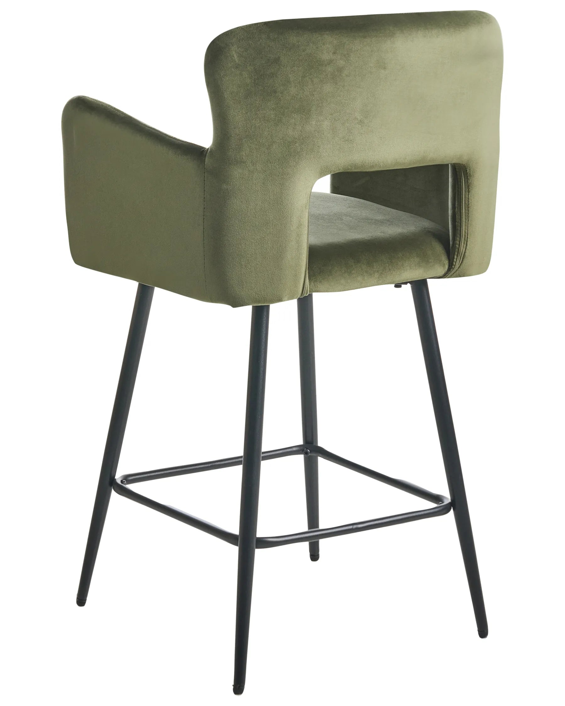 Set of 2 Bar Chairs SANILAC Velvet Olive Green