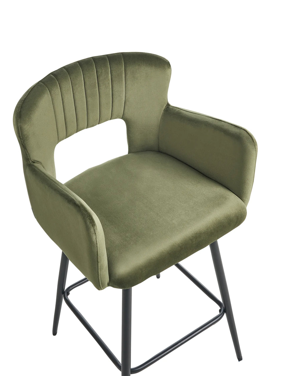 Set of 2 Bar Chairs SANILAC Velvet Olive Green