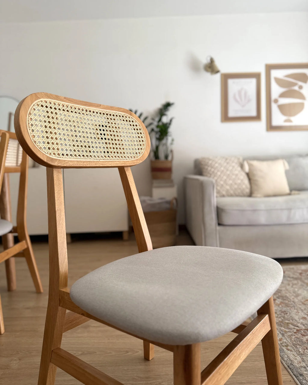 Set of 2 Dining Chairs FALLON Wood Light Brown/ Light Grey