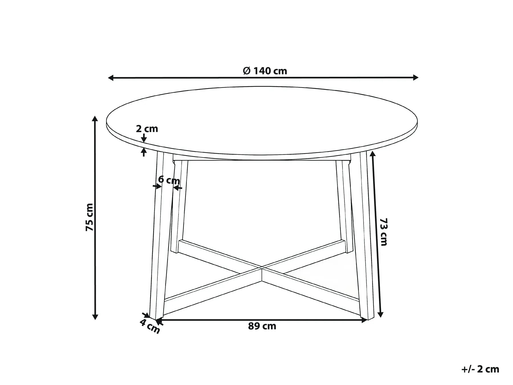 Dining Table WAIPORI Dark Oak 140 cm 140 cm