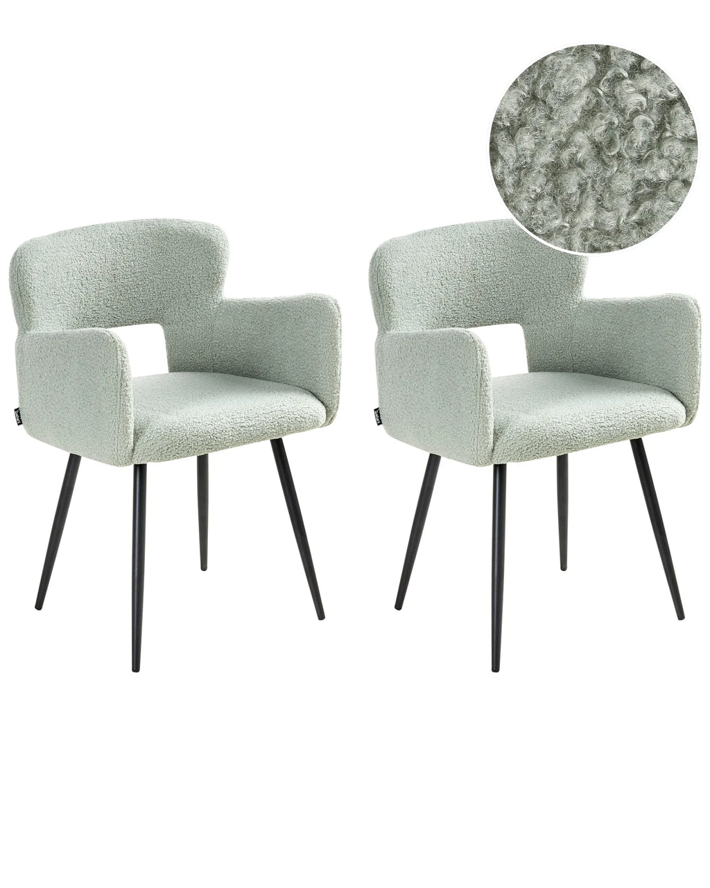 Set of 2 Dining Chairs SANILAC Boucle Light Green
