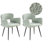 Set of 2 Dining Chairs SANILAC Boucle Light Green