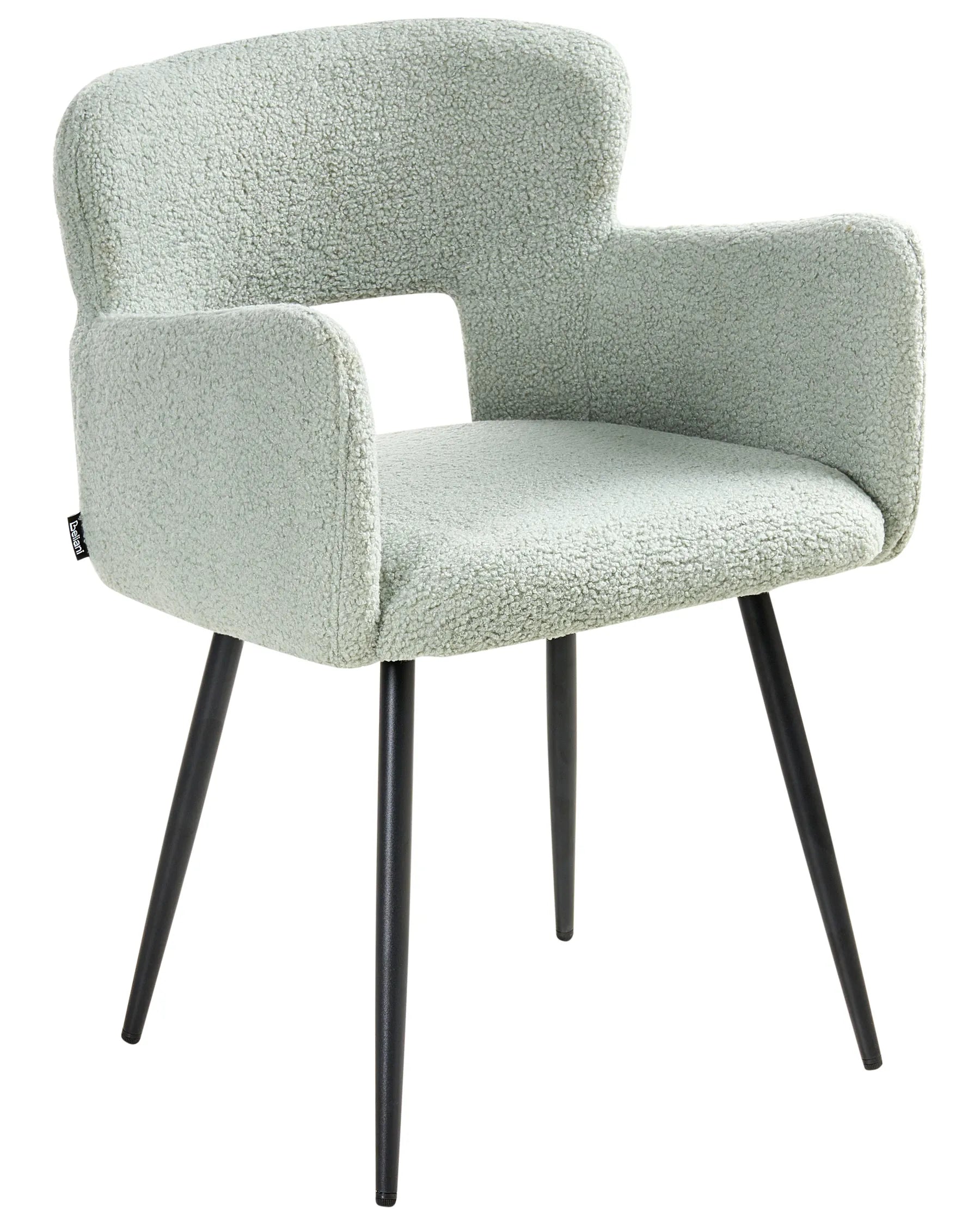 Set of 2 Dining Chairs SANILAC Boucle Light Green