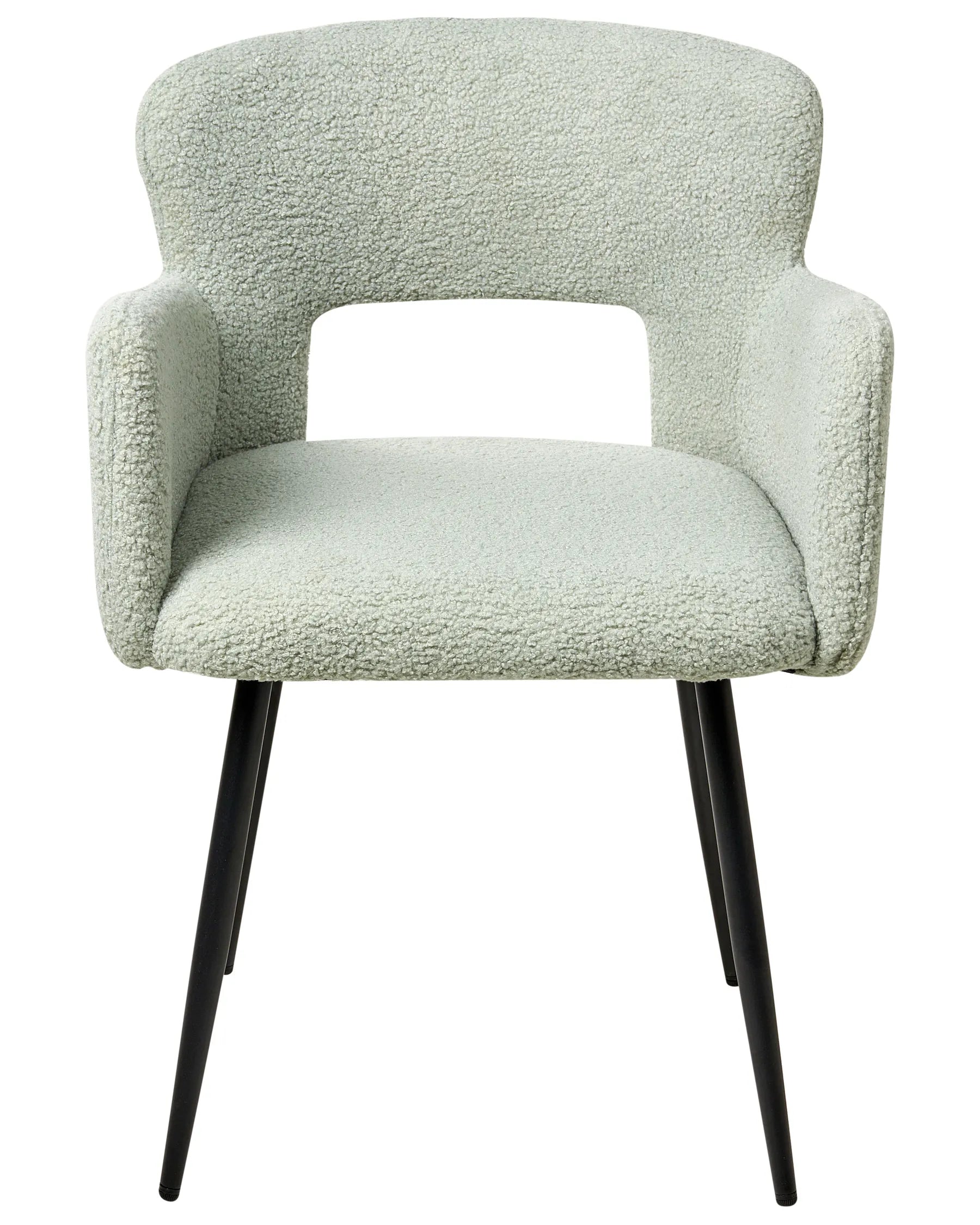 Set of 2 Dining Chairs SANILAC Boucle Light Green
