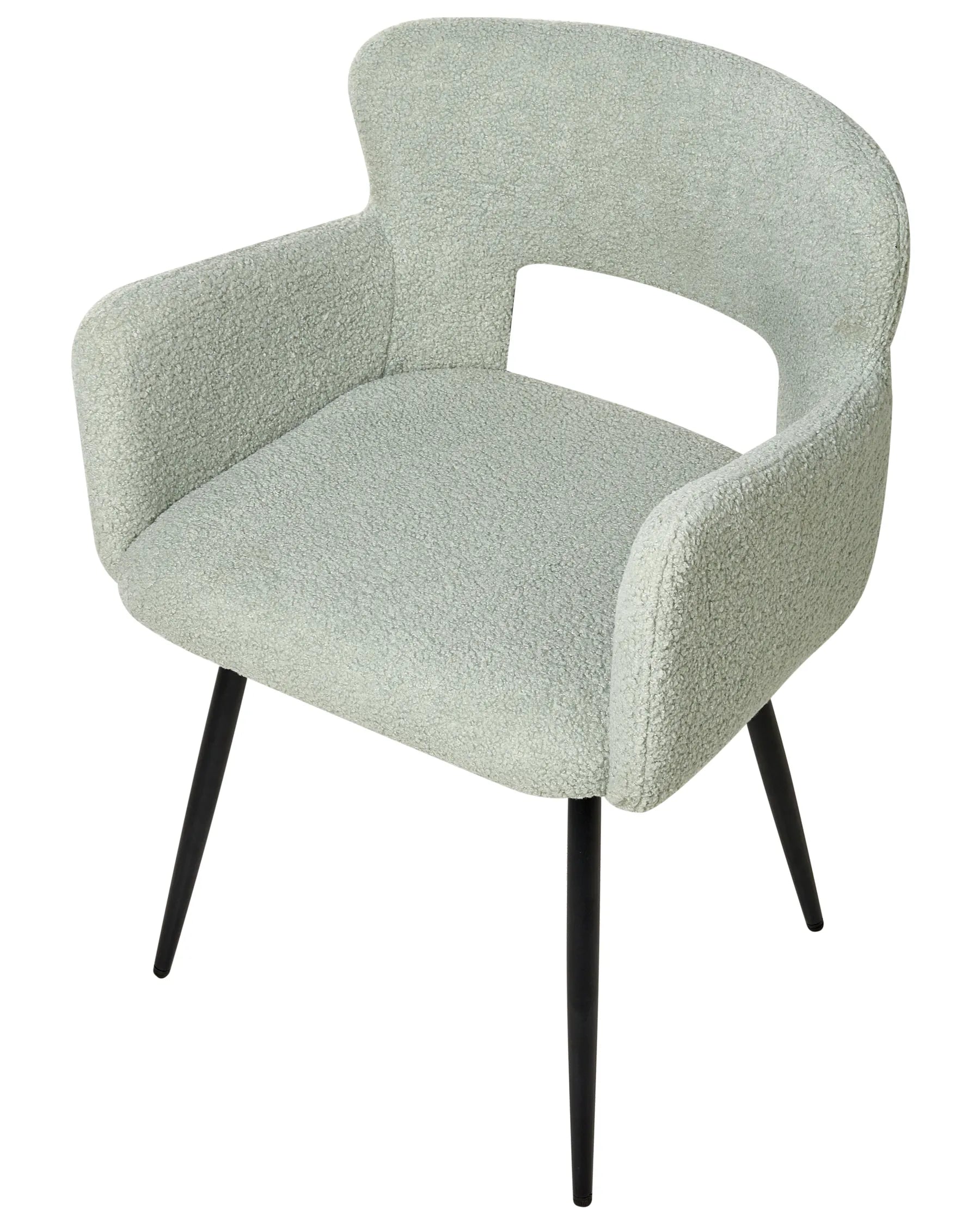 Set of 2 Dining Chairs SANILAC Boucle Light Green