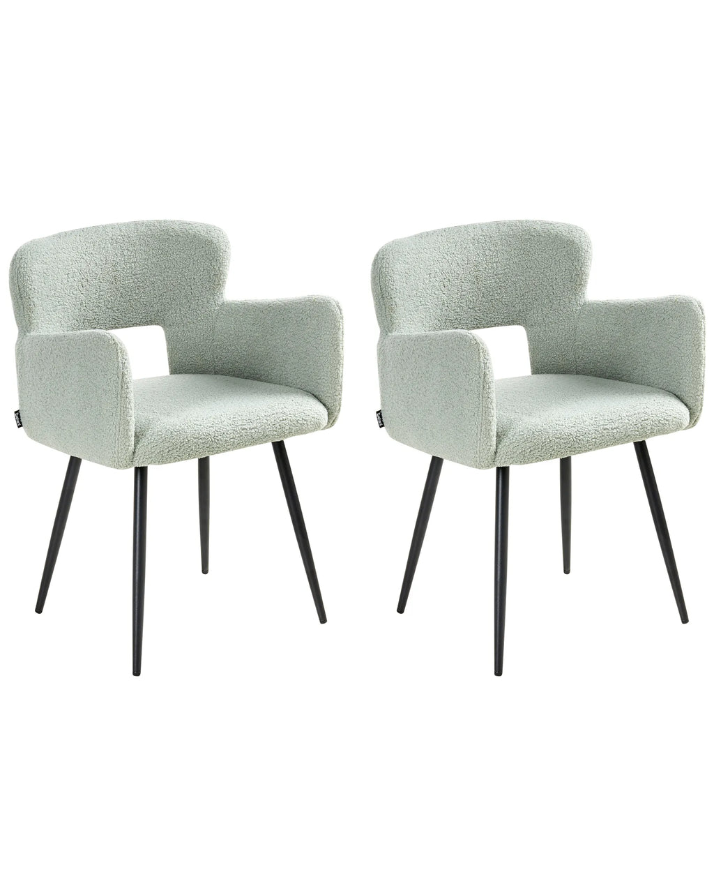 Set of 2 Dining Chairs SANILAC Boucle Light Green