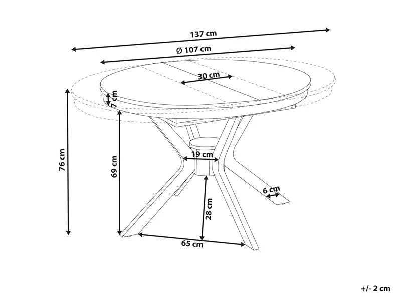 Extending Dining Table TYMIS Black Oak 107/137 cm 107 cm