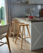 Set of 2 Bar Stools CANDO Light Brown
