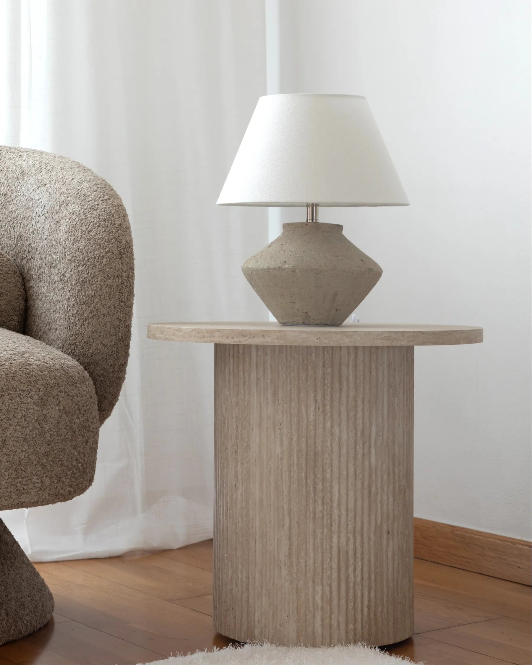 Side Table AMMON Travertine Effect