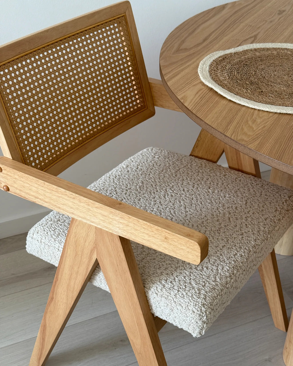 Set of 2 Dining Chairs AVA Wood Light Brown/ Beige