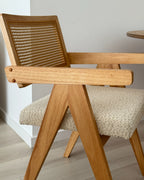 Set of 2 Dining Chairs AVA Wood Light Brown/ Beige