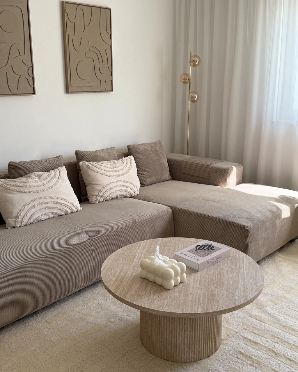 Coffee Table AMMON Travertine Effect