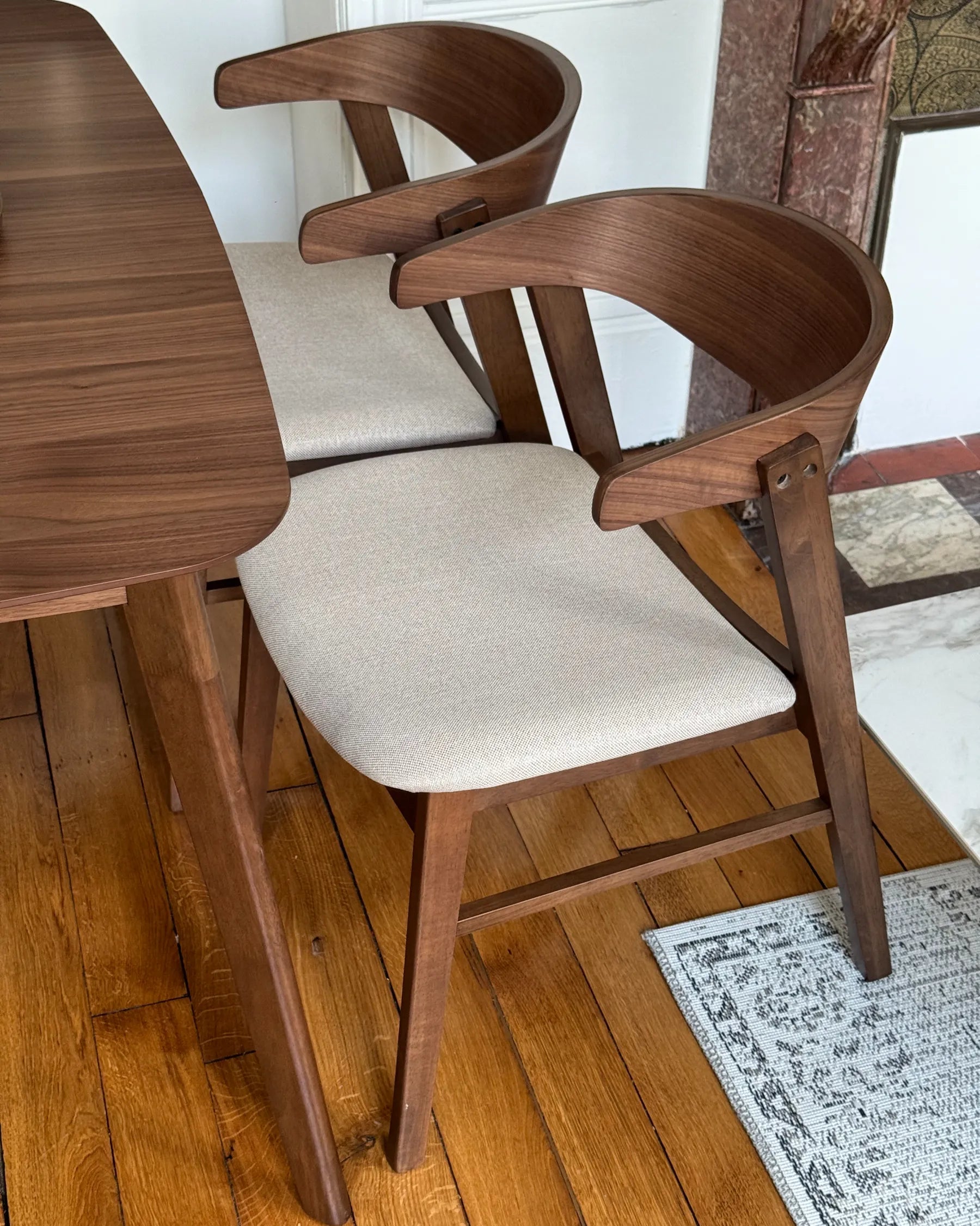 Set of 2 Dining Chairs LILLY Fabric Brown/ Beige