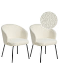 Set of 2 Dining Chairs LUDDEN Boucle Light Beige