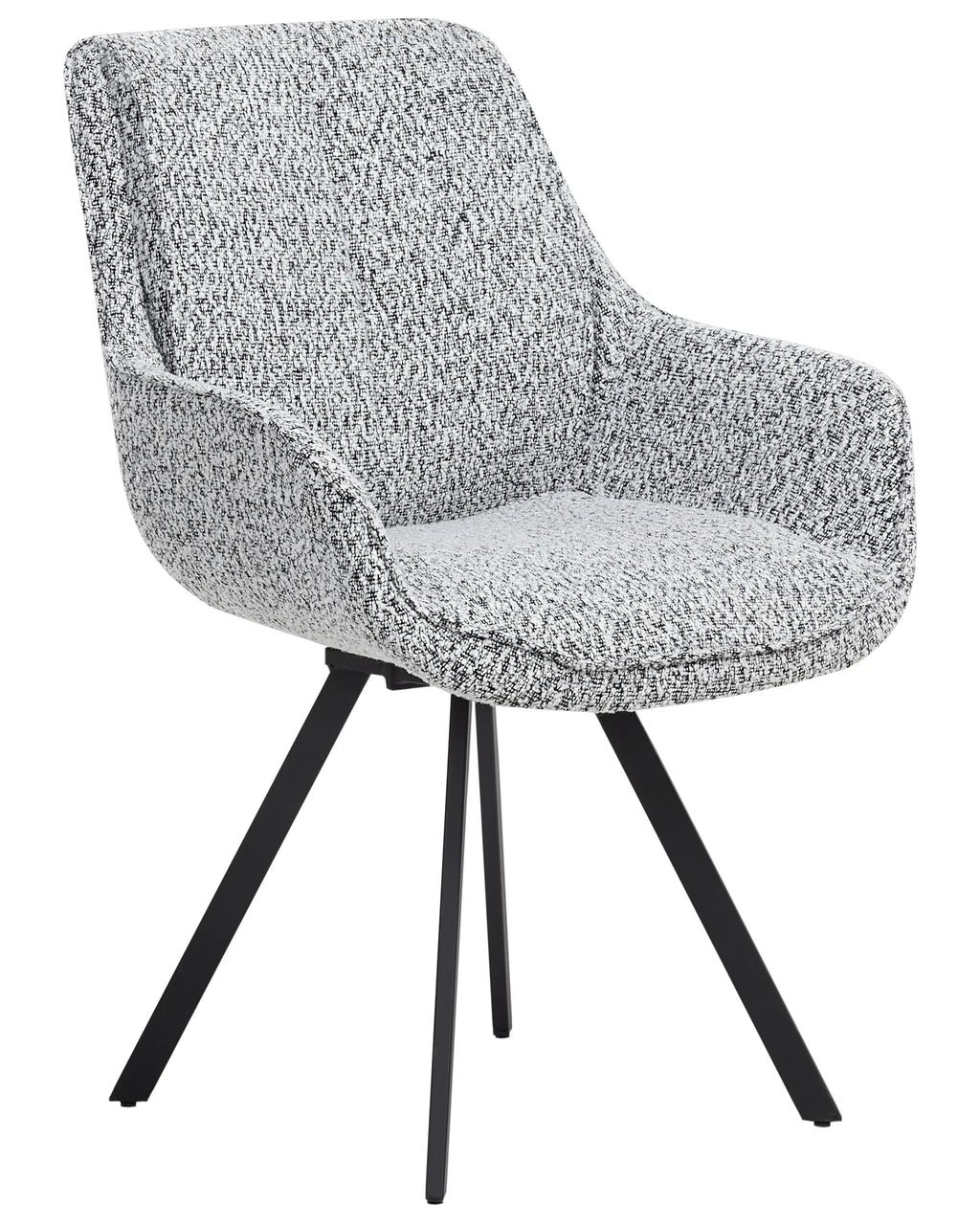 Dining Chair Swivel MARCELLUS Boucle Black/ White