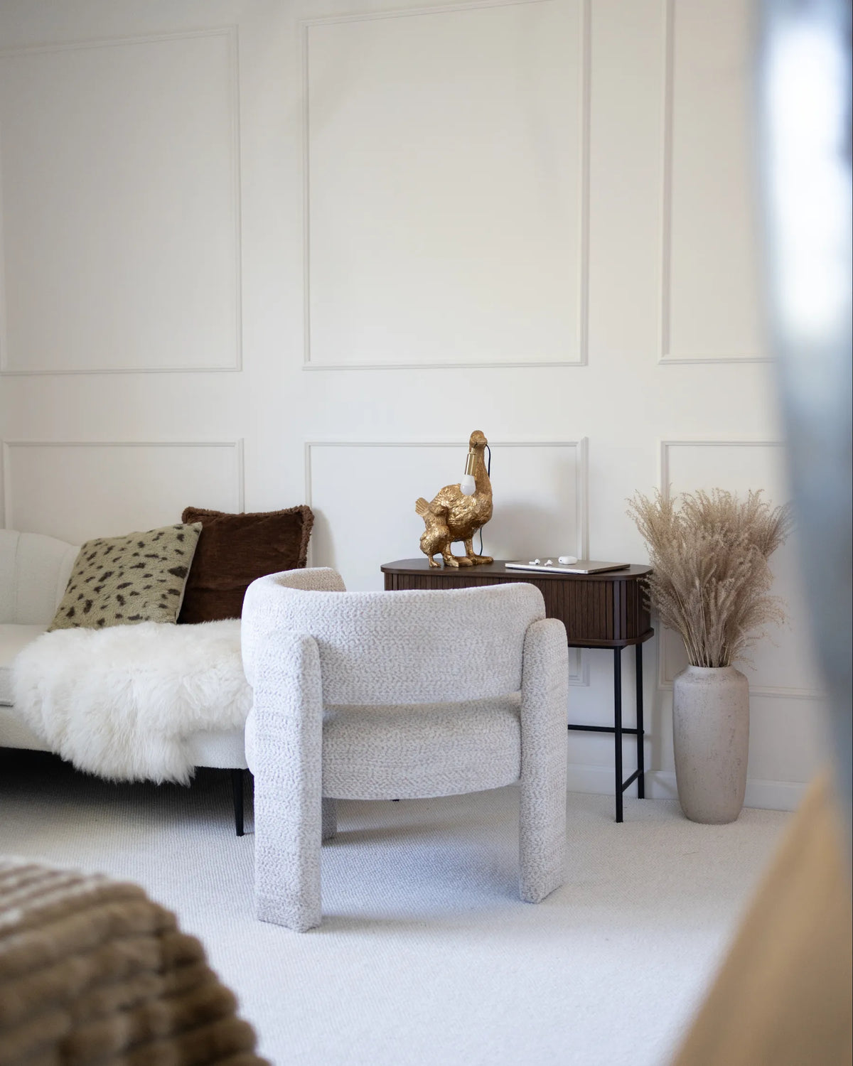 Armchair BUREA Chenille Light Beige