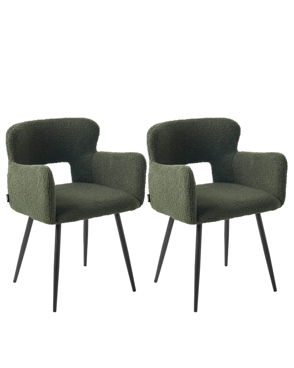 Set of 2 Dining Chairs SANILAC Boucle Dark Green