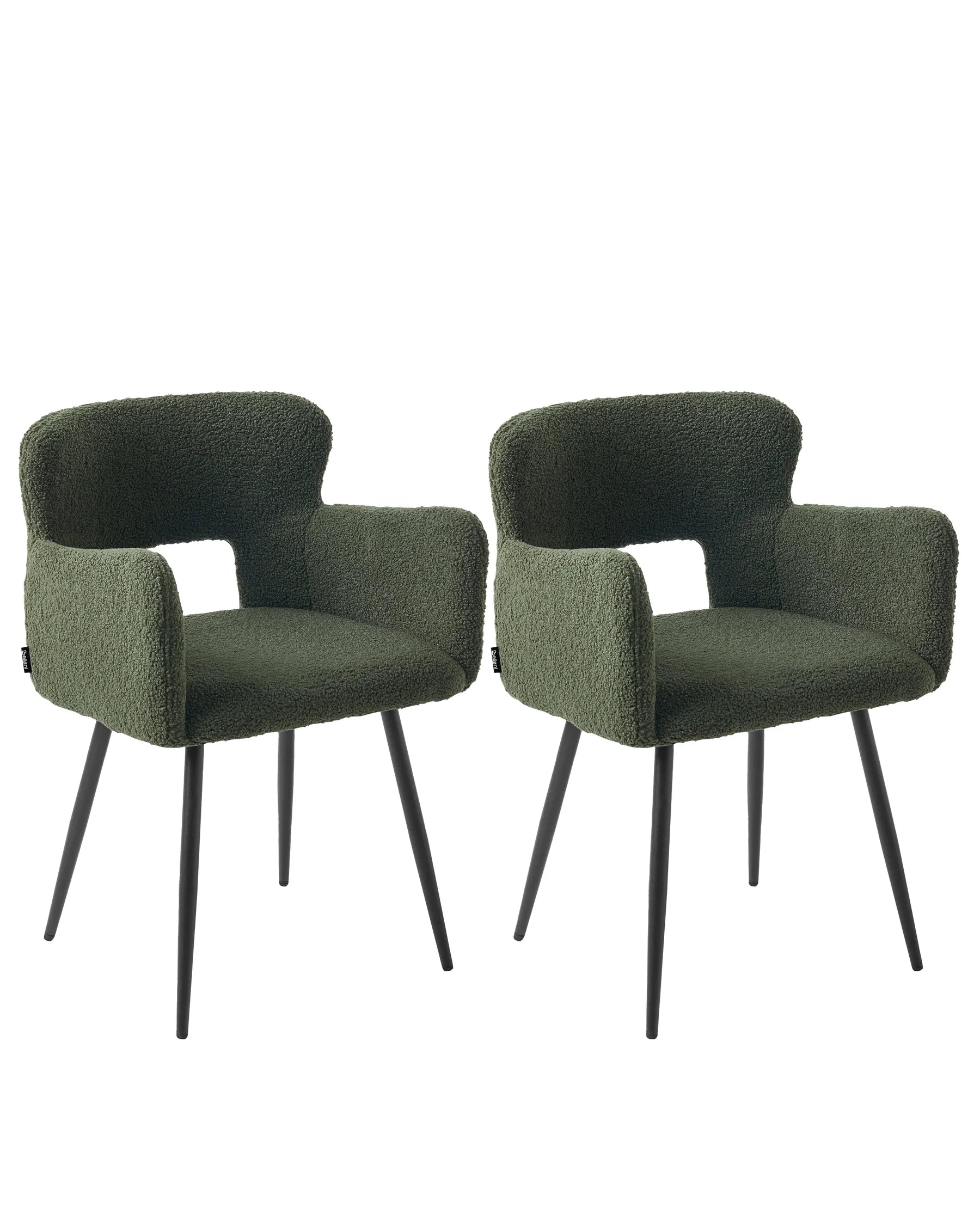 Set of 2 Dining Chairs SANILAC Boucle Dark Green