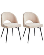 Set of 2 Dining Chairs ONAGA Boucle Beige