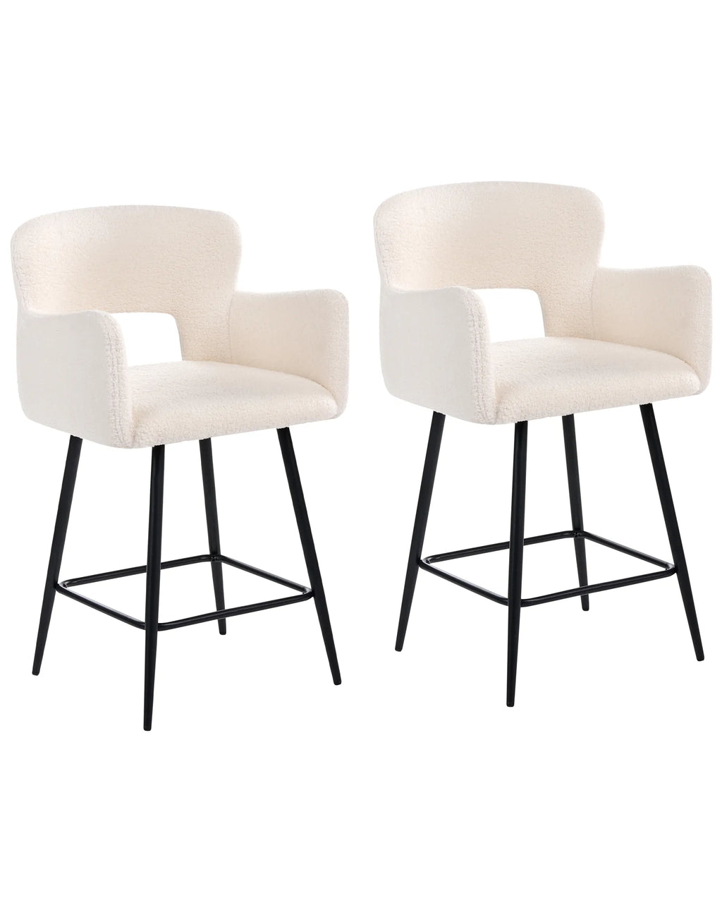 Set of 2 Bar Chairs SANILAC Boucle Off-White