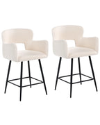 Set of 2 Bar Chairs SANILAC Boucle Off-White