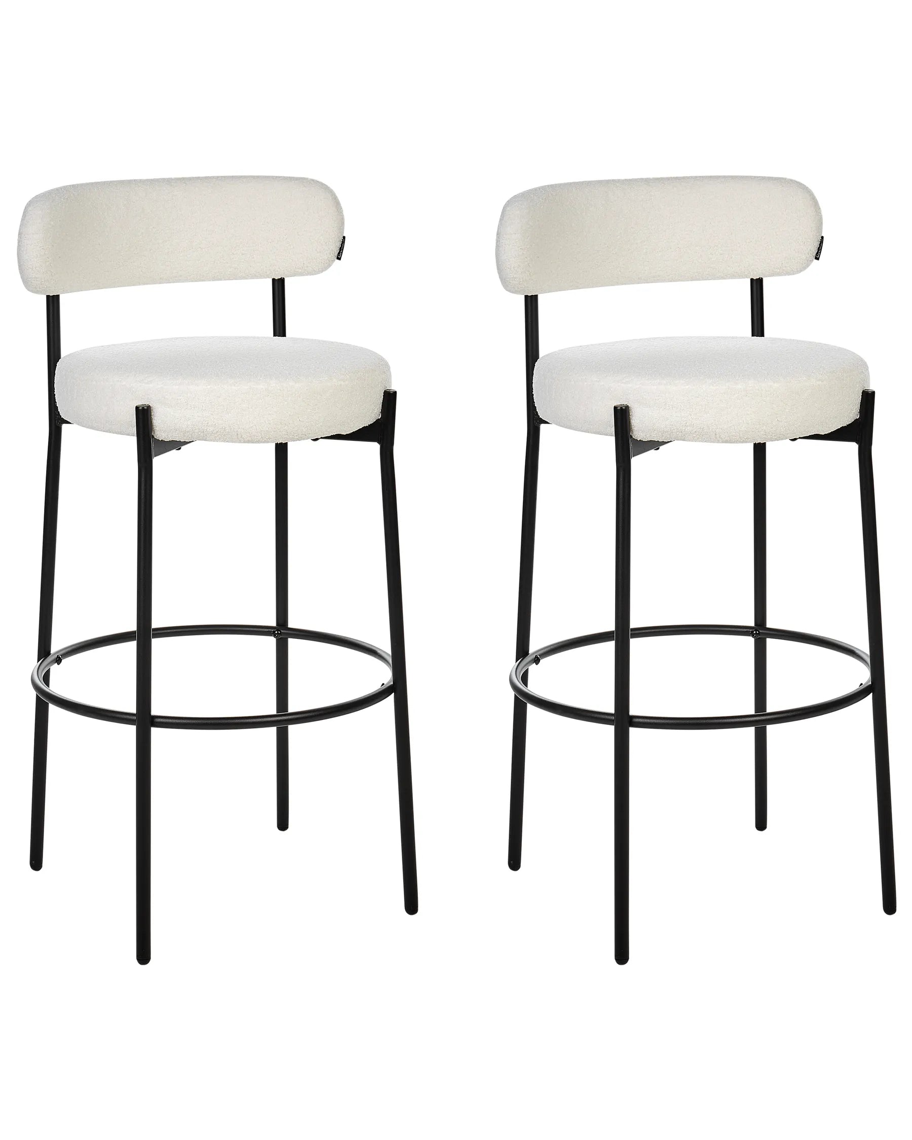 Set of 2 Bar Chairs ALLISON Boucle White