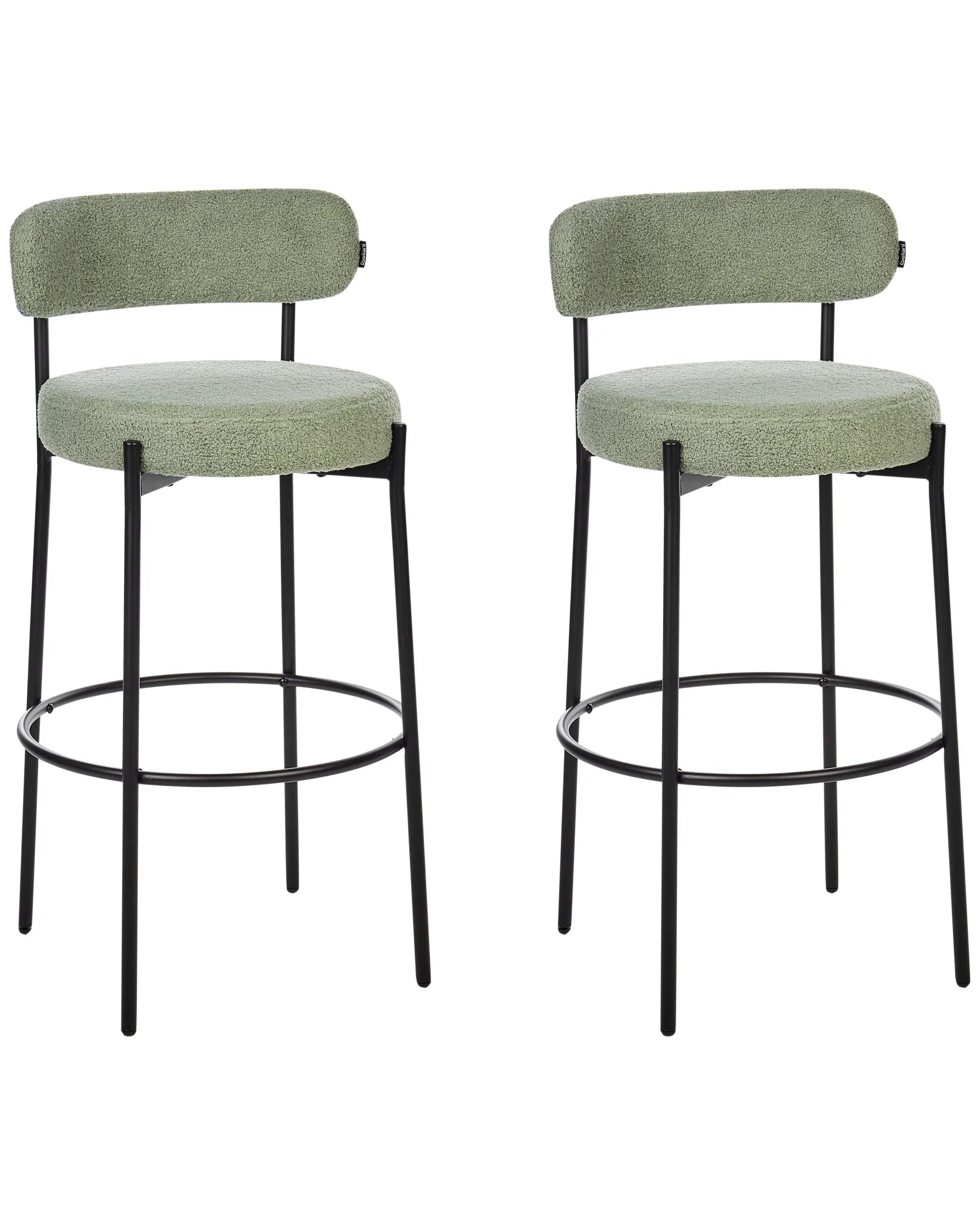 Set of 2 Bar Chairs ALLISON Boucle Light Green