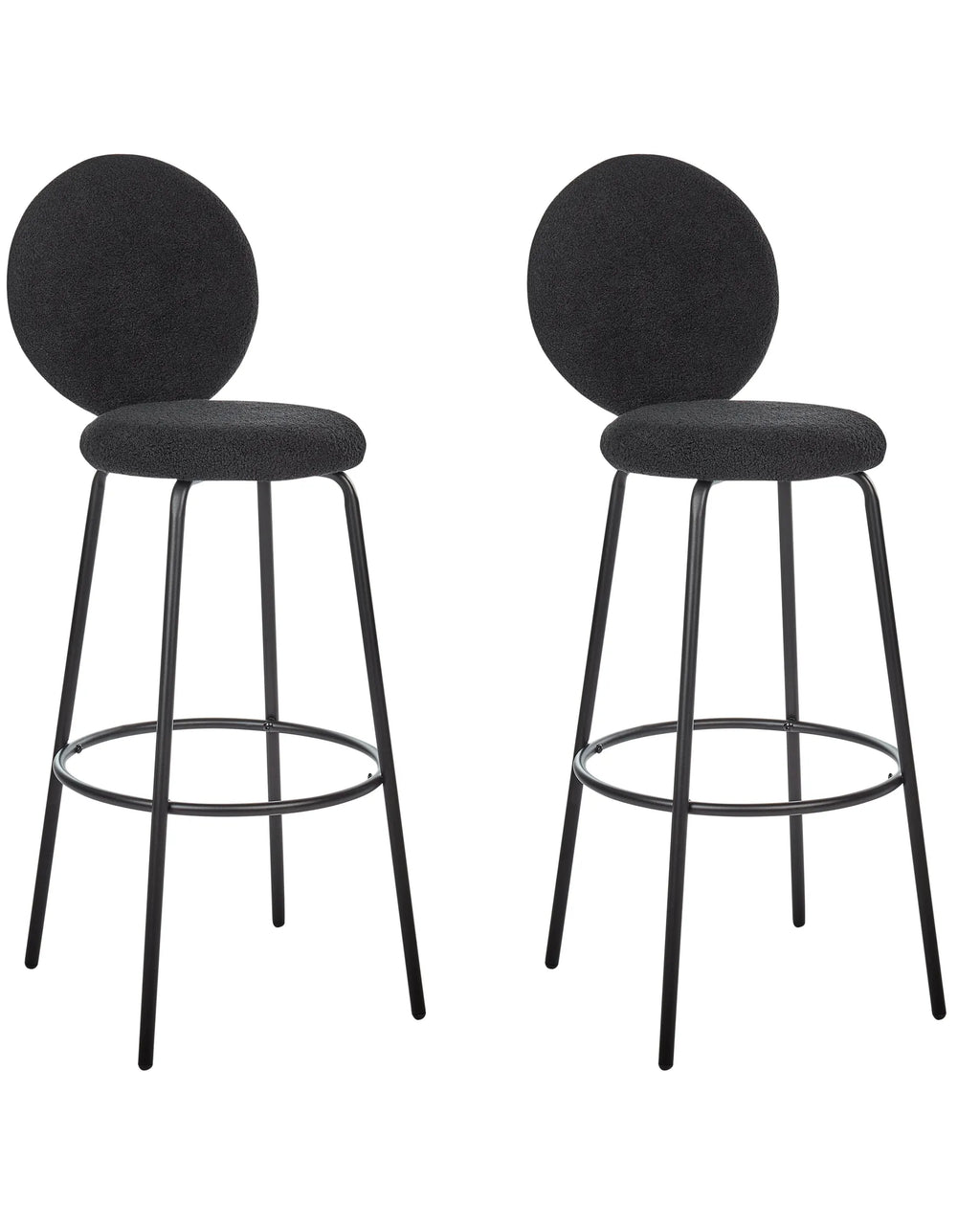 Set of 2 Bar Chairs EMERY Boucle Black