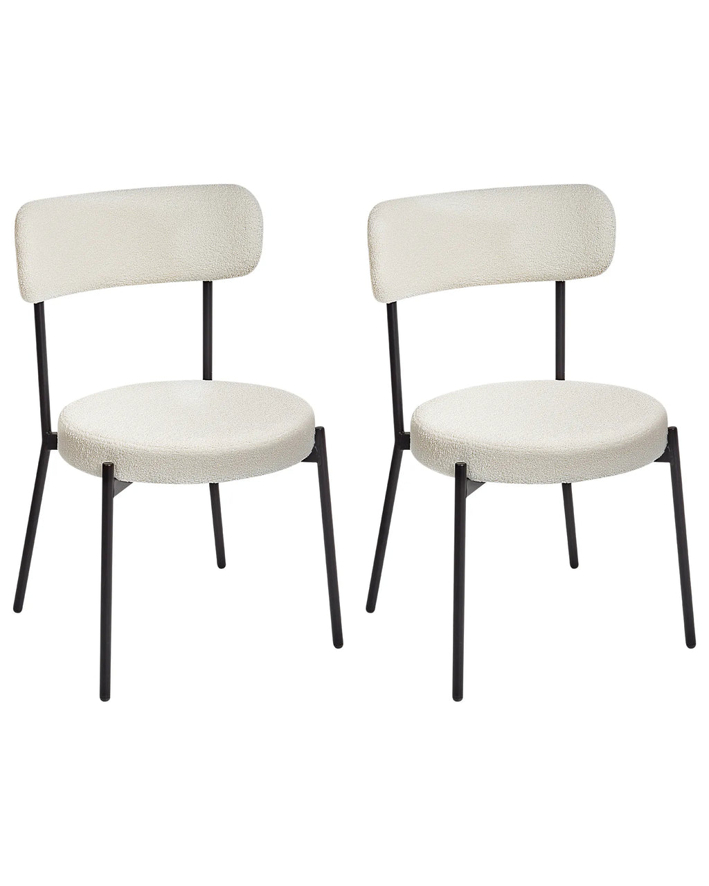 Set of 2 Dining Chairs ALLISON Boucle White
