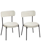 Set of 2 Dining Chairs ALLISON Boucle White