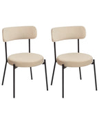 Set of 2 Dining Chairs ALLISON Boucle Light Beige