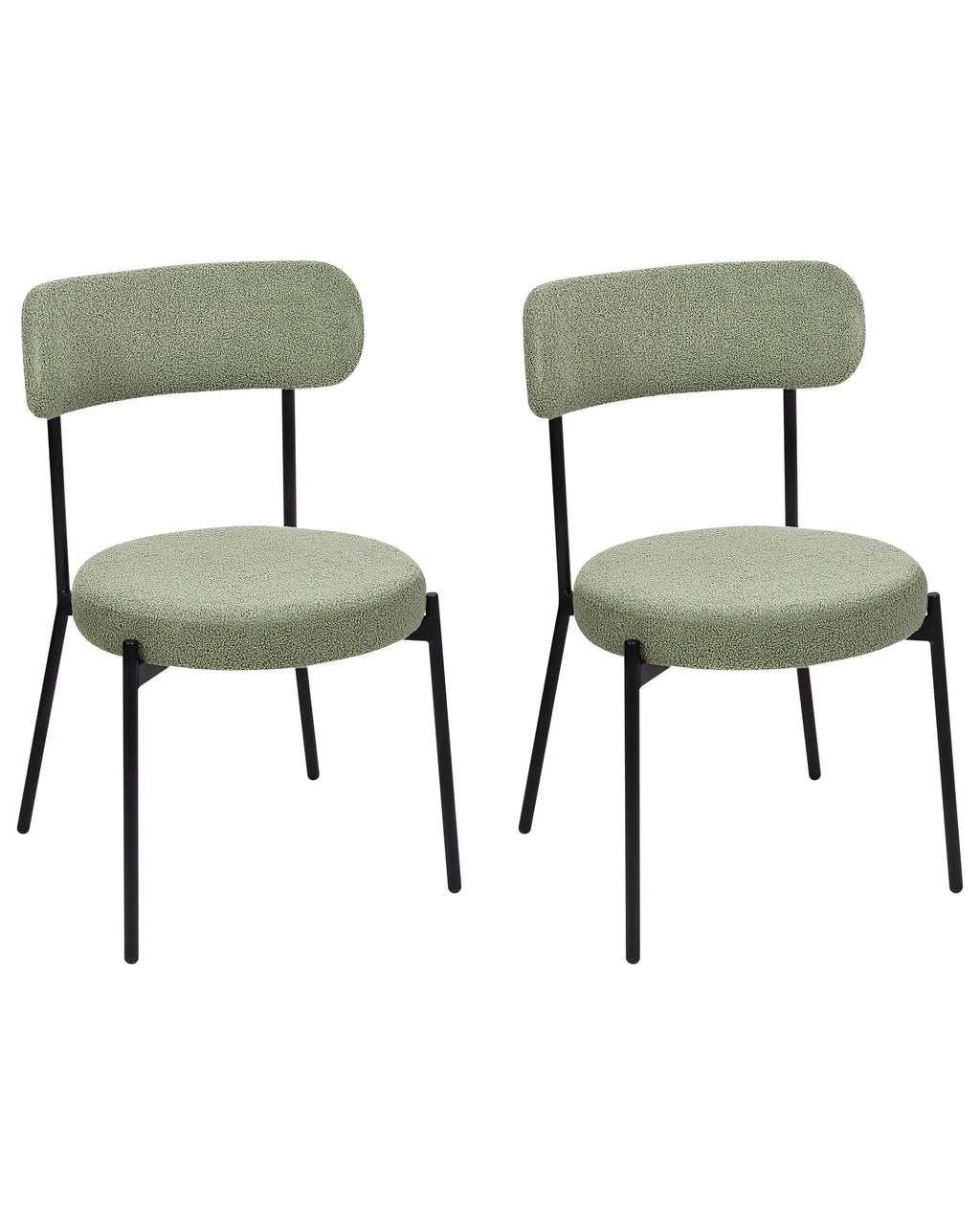 Set of 2 Dining Chairs ALLISON Boucle Light Green