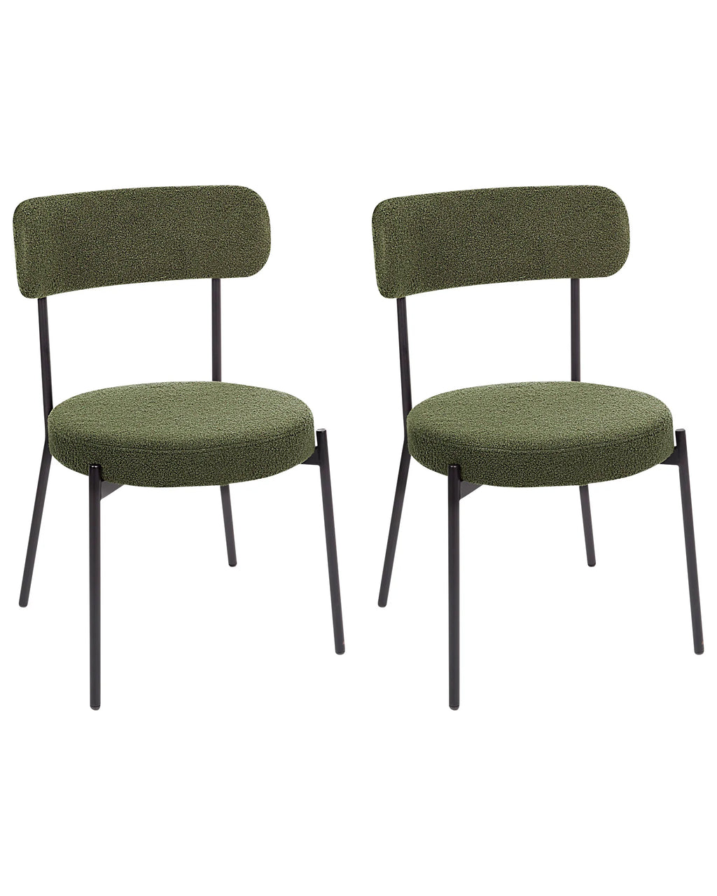 Set of 2 Dining Chairs ALLISON Boucle Dark Green